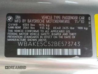 2011 BMW 3 Series 328i z VIN WBAKE5C52BE573743, wystawiony jako Copart lot #42547735 z przebiegiem 167 022 mil mil oraz Szkoda całkowita • Salvage title. Historia ofert i sprzedaży dostępna na DreamBid. Obrazek 13.