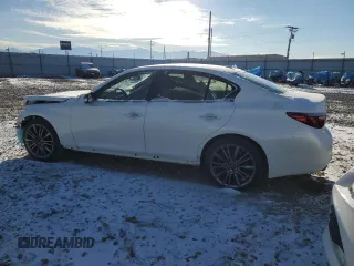 2021 Infiniti Q50 Red Sport 400 with VIN JN1FV7DR7MM880385, listed as a Copart auction lot 44394645 with 48,343 mi miles and Salvage title. Bid and sale history available at DreamBid. Image 2.