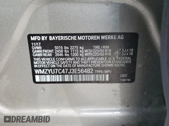 2018 MINI Countryman Cooper S E with VIN WMZYU7C47J3E56482, listed as a Copart auction lot 48877985 with 60,829 mi miles and Salvage Title. Bid and sale history available at carsss.com. Image 12.