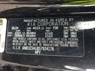 2025 Kia Soul LX with VIN KNDJ23AU8S7924178, listed as a Copart auction lot 82247894 with 7,604 mi miles and Salvage Title. Bid and sale history available at carsss.com. Image 12.