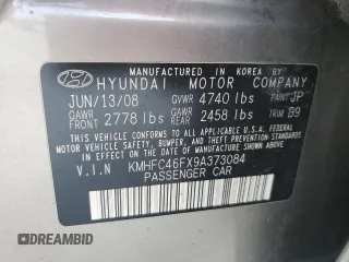 2009 Hyundai Azera Limited z VIN KMHFC46FX9A373084, wystawiony jako Copart lot #45532865 z przebiegiem 107 592 mil mil oraz Szkoda całkowita • Salvage title. Historia ofert i sprzedaży dostępna na DreamBid. Obrazek 12.
