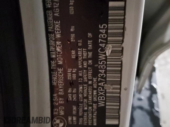 2005 BMW X3 2.5i with VIN WBXPA73485WC47845, listed as a Copart auction lot 84540204 with 96,544 mi miles and Salvage Title. Bid and sale history available at carsss.com. Image 14.