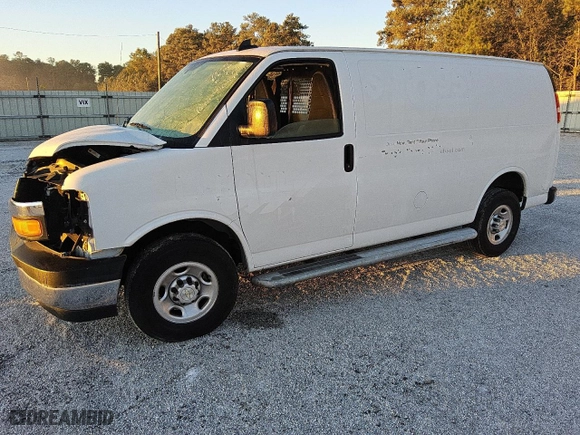 2022 Chevrolet Express Cargo Van with VIN 1GCWGAFP7N1211701, listed as a Copart auction lot 76135834 with 21,156 mi miles and Clean Title. Bid and sale history available at carsss.com. Image 1.