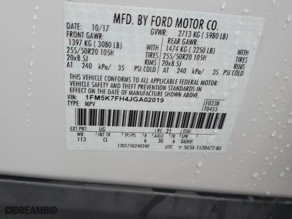 2018 Ford Explorer Limited with VIN 1FM5K7FH4JGA02019, listed as a Copart auction lot 44751085 with 50,534 mi miles and Salvage Title. Bid and sale history available at carsss.com. Image 13.