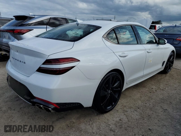 2023 Genesis G70 2.0T with VIN KMTG34TA0PU120130, listed as a Copart auction lot 74635014 with 20,374 mi miles and Non Repairable. Bid and sale history available at DreamBid. Image 3.