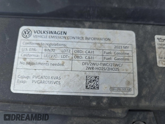 2023 Volkswagen Atlas SE z VIN 1V2HR2CA4PC526289, wystawiony jako IAAI lot #42734426 z przebiegiem 46 454 mil mil oraz . Historia ofert i sprzedaży dostępna na DreamBid. Obrazek 20.