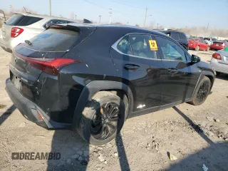 2021 Lexus UX with VIN JTHR9JBH4M2053802, listed as a Copart auction lot 48591765 with 46,150 mi miles and Salvage Title. Bid and sale history available at carsss.com. Image 3.