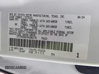 2024 Toyota Tundra 1794 Edition with VIN 5TFMA5DB1RX206178, listed as a IAAI auction lot 41687850 with 11,547 mi miles and . Bid and sale history available at DreamBid. Image 9.