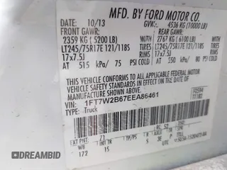 2014 Ford F-250 XL с VIN 1FT7W2B67EEA86461, выставлен на аукционе IAAI как лот 42214980 с пробегом 321 519 миль миль и . История ставок и продаж доступна на DreamBid. Изображение 9.