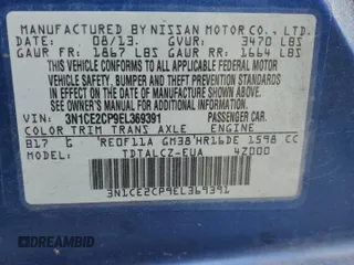 2014 Nissan Note S Plus with VIN 3N1CE2CP9EL369391, listed as a Copart auction lot 50994875 with 144,155 mi miles and Salvage Title. Bid and sale history available at DreamBid. Image 13.