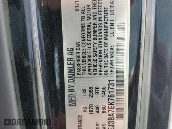 2014 Smart fortwo Pure с VIN WMEEJ3BA7EK761731, выставлен на аукционе Copart как лот 60268205 с пробегом 61 973 миль миль и Списание • Salvage title. История ставок и продаж доступна на DreamBid. Изображение 12.