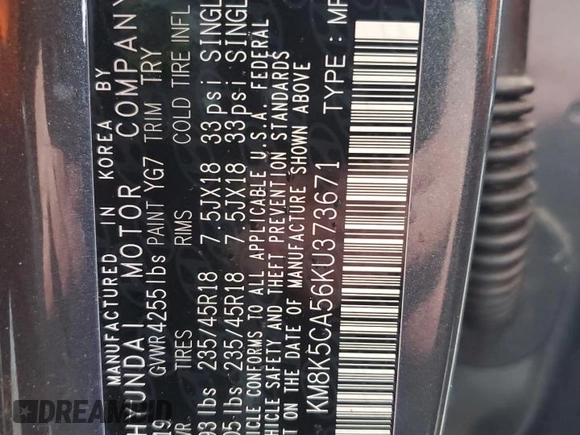 2019 Hyundai Kona Ultimate with VIN KM8K5CA56KU373671, listed as a Copart auction lot 85727634 with 17,727 mi miles and Salvage Title. Bid and sale history available at carsss.com. Image 14.