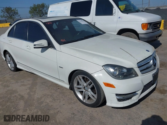 2012 Mercedes-Benz C-Class C 250 Sport with VIN WDDGF4HB5CR223120, listed as a IAAI auction lot 42119994 with 158,098 mi miles. Bid and sale history available at carsss.com. Image 1.