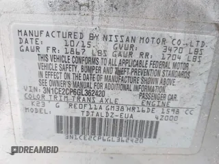 2016 Nissan Note SV with VIN 3N1CE2CP6GL362420, listed as a IAAI auction lot 41774852 with 159,983 mi miles and . Bid and sale history available at DreamBid. Image 9.