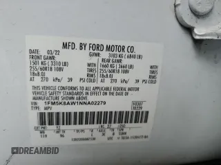 2022 Ford Police Interceptor Utility z VIN 1FM5K8AW1NNA02279, wystawiony jako Copart lot #51058345 z przebiegiem 51 337 mil mil oraz Czysty tytuł • Clean title. Historia ofert i sprzedaży dostępna na DreamBid. Obrazek 14.