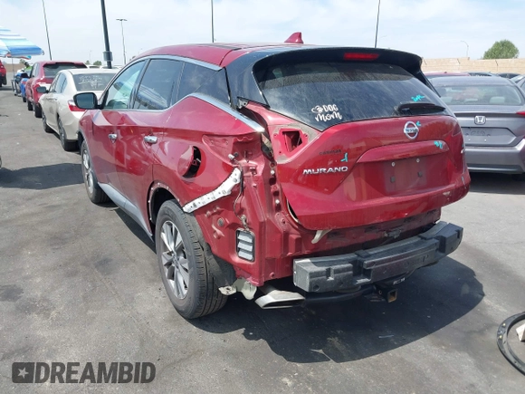 2016 Nissan Murano SL z VIN 5N1AZ2MH9GN169500, wystawiony jako IAAI lot #42013007 z przebiegiem 80 902 mil mil oraz . Historia ofert i sprzedaży dostępna na DreamBid. Obrazek 3.