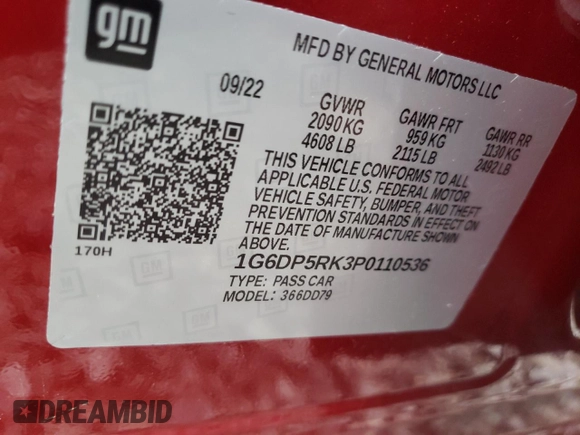 2023 Cadillac CT5 Sport z VIN 1G6DP5RK3P0110536, wystawiony jako Copart lot #78894374 z przebiegiem 11 142 mil mil oraz Szkoda całkowita • Salvage title. Historia ofert i sprzedaży dostępna na DreamBid. Obrazek 13.