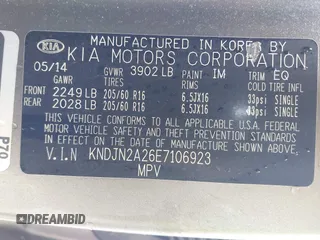 2014 Kia Soul with VIN KNDJN2A26E7106923, listed as a IAAI auction lot 41931647 with 48,411 mi miles. Bid and sale history available at carsss.com. Image 9.