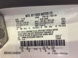 2021 Ford Transit Connect XL with VIN NM0LS7E2XM1496416, listed as a IAAI auction lot 42703091 with 85,166 mi miles and . Bid and sale history available at DreamBid. Image 26.