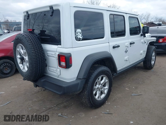 2021 Jeep Wrangler Unlimited Willys Sport with VIN 1C4HJXDG8MW596171, listed as a IAAI auction lot 41856841 with 86,353 mi miles and . Bid and sale history available at DreamBid. Image 4.