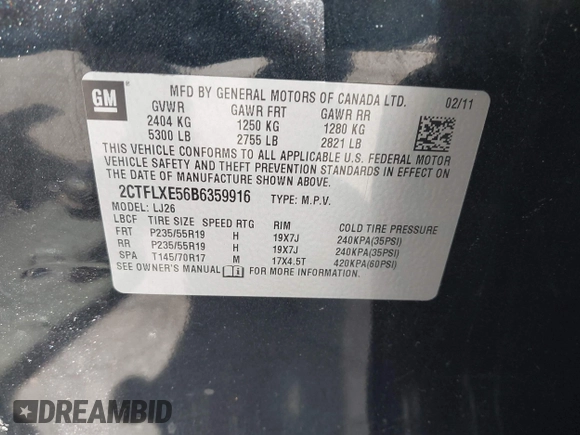 2011 GMC Terrain SLT-2 z VIN 2CTFLXE56B6359916, wystawiony jako IAAI lot #42255274 z przebiegiem 198 631 mil mil oraz . Historia ofert i sprzedaży dostępna na DreamBid. Obrazek 9.