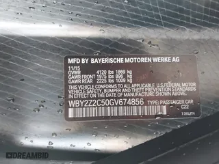 2016 BMW i8 with VIN WBY2Z2C50GV674856, listed as a IAAI auction lot 40862121 with 51,700 mi miles. Bid and sale history available at carsss.com. Image 9.