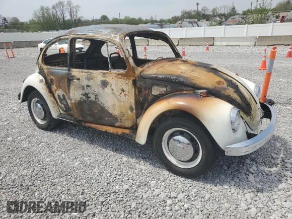 1969 Volkswagen Beetle with VIN 119235264, listed as a Copart auction lot 55211595 with Not Provided miles and Salvage Title. Bid and sale history available at DreamBid. Image 4.