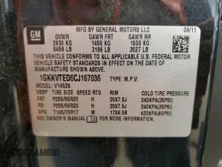 2012 GMC Acadia Denali z VIN 1GKKVTED6CJ167036, wystawiony jako Copart lot #51636605 z przebiegiem 116 467 mil mil oraz Czysty tytuł • Clean title. Historia ofert i sprzedaży dostępna na DreamBid. Obrazek 12.