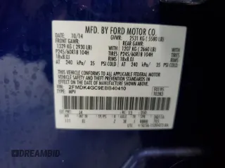 2014 Ford Edge SE z VIN 2FMDK4GC9EBB40410, wystawiony jako Copart lot #61781735 z przebiegiem 85 783 mil mil oraz Szkoda całkowita • Salvage title. Historia ofert i sprzedaży dostępna na DreamBid. Obrazek 13.