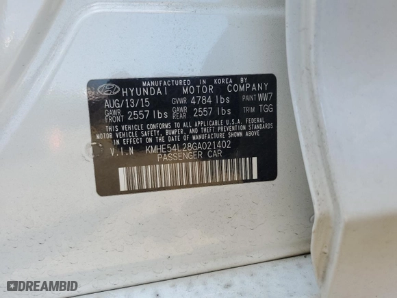 2016 Hyundai Sonata Plug-In Hybrid Limited with VIN KMHE54L28GA021402, listed as a Copart auction lot 56093514 with 101,149 mi miles and Salvage Title. Bid and sale history available at carsss.com. Image 12.
