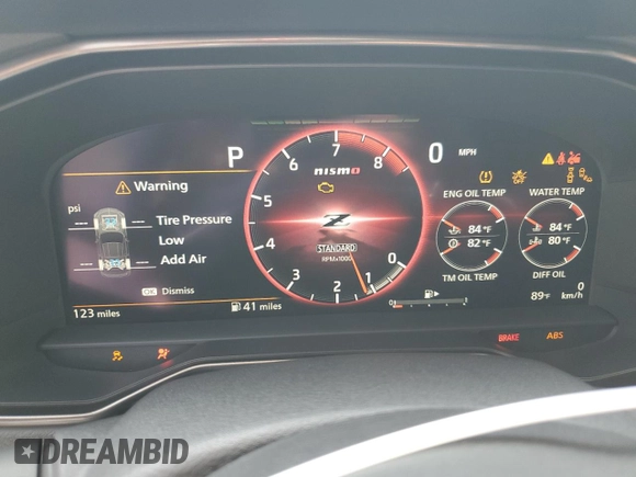 2024 Nissan Z Nismo с VIN JN1BZ4CH8RM363453, выставлен на аукционе Copart как лот 59744335 с пробегом 123 миль миль и Списание • Salvage title. История ставок и продаж доступна на DreamBid. Изображение 9.