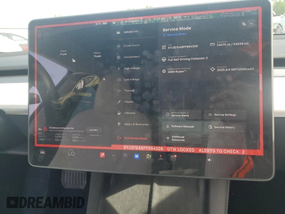2023 Tesla Model 3 с VIN 5YJ3E1EA8PF654309, выставлен на аукционе Copart как лот 56178615 с пробегом 34 075 миль миль и Списание • Salvage title. История ставок и продаж доступна на DreamBid. Изображение 9.