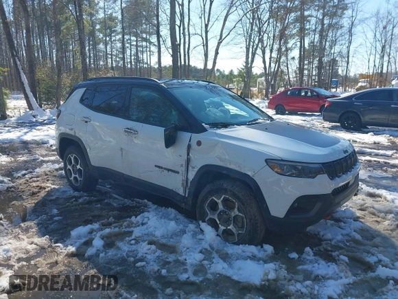 2022 Jeep Compass Trailhawk z VIN 3C4NJDDB6NT172792, wystawiony jako IAAI lot #41615557 z przebiegiem 12 191 mil mil oraz . Historia ofert i sprzedaży dostępna na DreamBid. Obrazek 1.