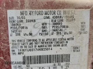 2004 Ford Escape XLT с VIN 1FMYU03174KB25014, выставлен на аукционе Copart как лот 47286444 с пробегом 238 293 миль миль и Списание • Salvage title. История ставок и продаж доступна на DreamBid. Изображение 13.