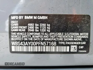2023 BMW M3 Competition xDrive with VIN WBS43AY00PFN57168, listed as a Copart auction lot 50732415 with 28,453 mi miles and Salvage title. Bid and sale history available at DreamBid. Image 13.