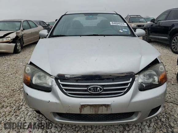 2009 Kia Spectra SX with VIN KNAFE221195656606, listed as a Copart auction lot 84694524 with Not Provided miles and Salvage Title. Bid and sale history available at carsss.com. Image 5.