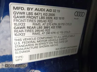2019 Audi Q8 Premium Plus z VIN WA1EVBF18KD028606, wystawiony jako IAAI lot #41780296 z przebiegiem 72 117 mil mil oraz . Historia ofert i sprzedaży dostępna na DreamBid. Obrazek 9.