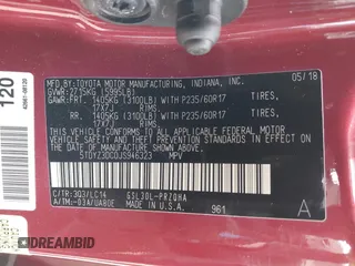 2018 Toyota Sienna XLE Auto Access Seat with VIN 5TDYZ3DC0JS946323, listed as a IAAI auction lot 41835724 with 78,959 mi miles. Bid and sale history available at carsss.com. Image 9.