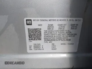 2023 Chevrolet Equinox LT with VIN 3GNAXKEG7PS213930, listed as a IAAI auction lot 42158177 with 41,664 mi miles and . Bid and sale history available at carsss.com. Image 9.