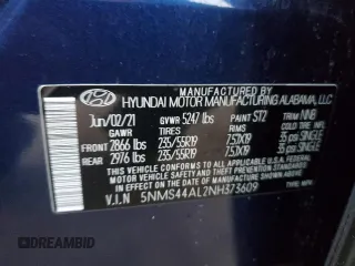 2022 Hyundai Santa Fe Limited with VIN 5NMS44AL2NH373609, listed as a Copart auction lot 71986532 with 22,051 mi miles. Bid and sale history available at carsss.com. Image 16.