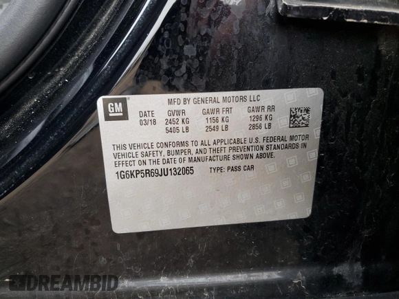 2018 Cadillac CT6 Sport AWD with VIN 1G6KP5R69JU132065, listed as a Copart auction lot 44691275 with 51,264 mi miles and Salvage title. Bid and sale history available at DreamBid. Image 12.