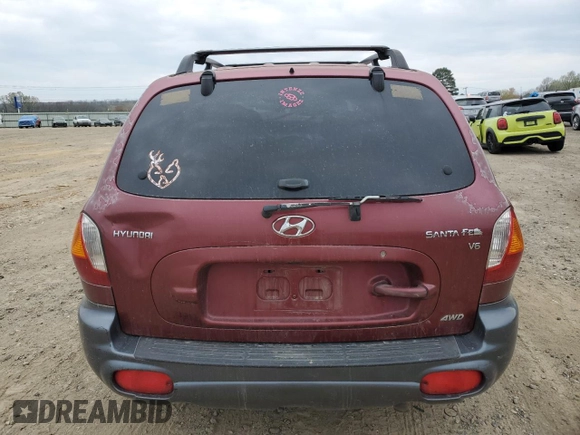 2003 Hyundai Santa Fe GLS with VIN KM8SC73D43U449794, listed as a Copart auction lot 43628875 with 0 mi miles and Salvage Title. Bid and sale history available at carsss.com. Image 6.