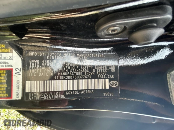 2011 Toyota Avalon with VIN 4T1BK3DB7BU377674, listed as a Copart auction lot 63706615 with 170,453 mi miles and Clean title. Bid and sale history available at DreamBid. Image 10.