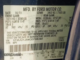 2012 Ford Expedition XLT with VIN 1FMJU1J54CEF08340, listed as a IAAI auction lot 42405010 with Not provided miles and . Bid and sale history available at DreamBid. Image 9.