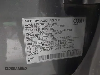 2017 Audi Q7 Premium Plus with VIN WA1LAAF77HD020300, listed as a IAAI auction lot 42520663 with 113,115 mi miles and . Bid and sale history available at DreamBid. Image 9.