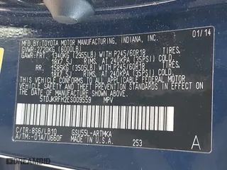 2014 Toyota Highlander XLE with VIN 5TDJKRFH2ES009559, listed as a IAAI auction lot 41913766 with 175,290 mi miles. Bid and sale history available at carsss.com. Image 9.
