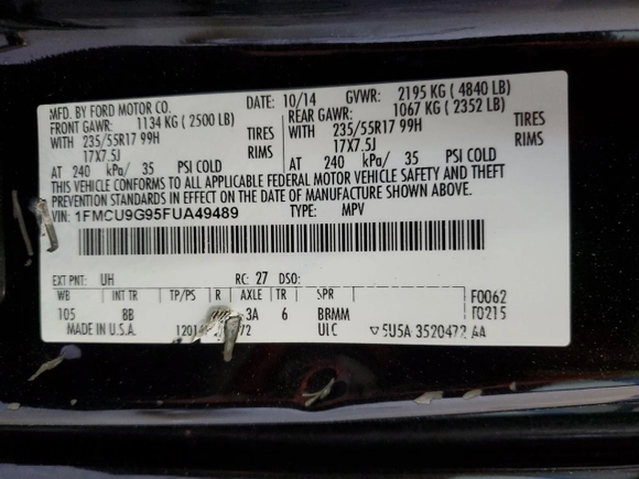 2015 Ford Escape SE with VIN 1FMCU9G95FUA49489, listed as a Copart auction lot 52891375 with 171,509 mi miles and Clean Title. Bid and sale history available at carsss.com. Image 13.