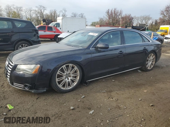 2013 Audi A8 L 4.0L with VIN WAUR2AFD9DN034039, listed as a Copart auction lot 77775634 with 191,803 mi miles and Salvage Title. Bid and sale history available at carsss.com. Image 1.