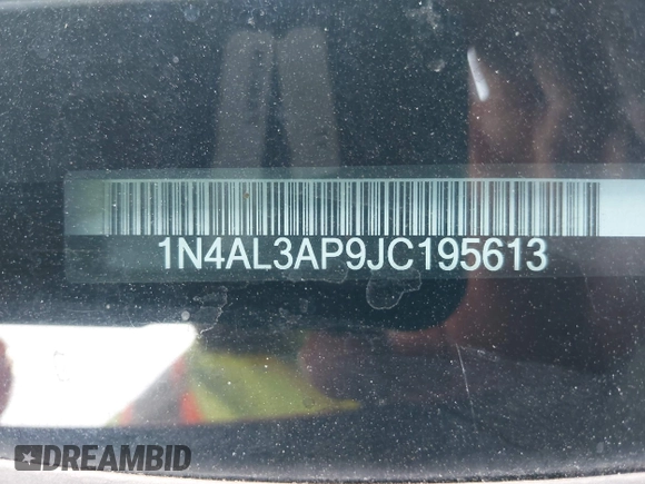 2018 Nissan Altima SR with VIN 1N4AL3AP9JC195613, listed as a IAAI auction lot 42131986 with 83,256 mi miles and . Bid and sale history available at carsss.com. Image 9.