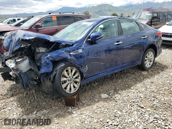 2017 Kia Optima LX with VIN 5XXGT4L36HG128546, listed as a Copart auction lot 57163655 with 164,335 mi miles and Salvage title. Bid and sale history available at DreamBid. Image 1.